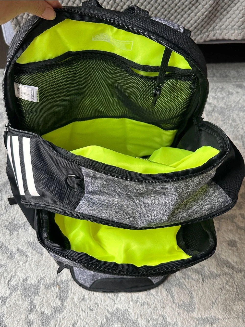 Adidas Stadium 3 Black and Heather Gray Athletic Sport Ball Backpack